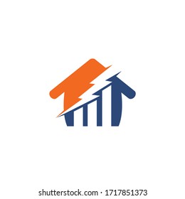 Business finance logo with home concept of thunderstorm.