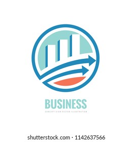 Business finance logo template - vector concept illustration. Economic infographic sign. Arrows and infograph bar. Growth graphic symbol. Investment icon. Design element