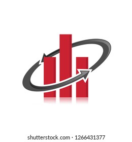 Business finance logo template - vector concept illustration. Economic infographic sign. Arrows and infograph bar. Growth graphic symbol. Creative Design element