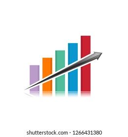 Business finance logo template - vector concept illustration. Economic infographic sign. Arrows and infograph bar. Growth graphic symbol. Creative Design element