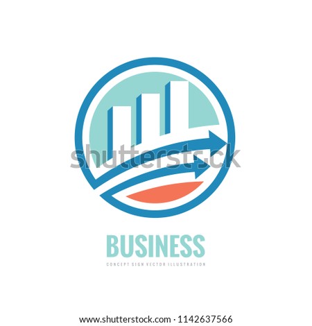Business finance logo template - vector concept illustration. Economic infographic sign. Arrows and infograph bar. Growth graphic symbol. Investment icon. Design element