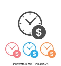 Business and finance management icon in flat style. Time is money vector illustration on white background. Financial strategy business concept