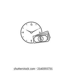 Business and finance management line icon in flat style. Time is money vector illustration on white background. Financial strategy business concept flat sign