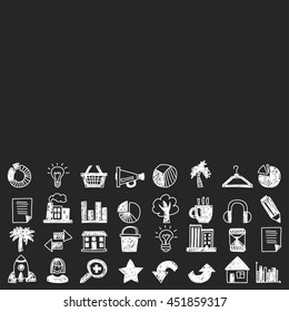 Business finance marketing internet shopping doodle icons