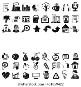 Business finance marketing internet shopping doodle icons