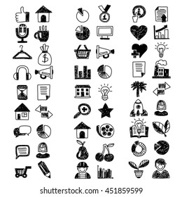 Business finance marketing internet shopping doodle icons