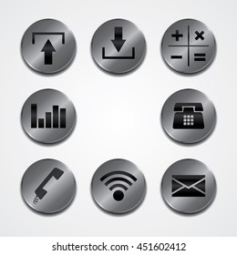 business finance metal plate theme icon button set vector art illustration