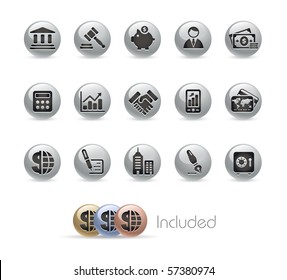 Business & Finance // Metal Round Series --- It includes 4 color versions for each icon in different layers.---