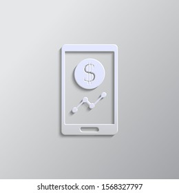 business, finance, mobile bank paper style, icon. Paper style vector icon