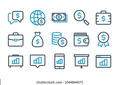 Business, Finance and Money related line icon set. Banking and Payment vector illustration.