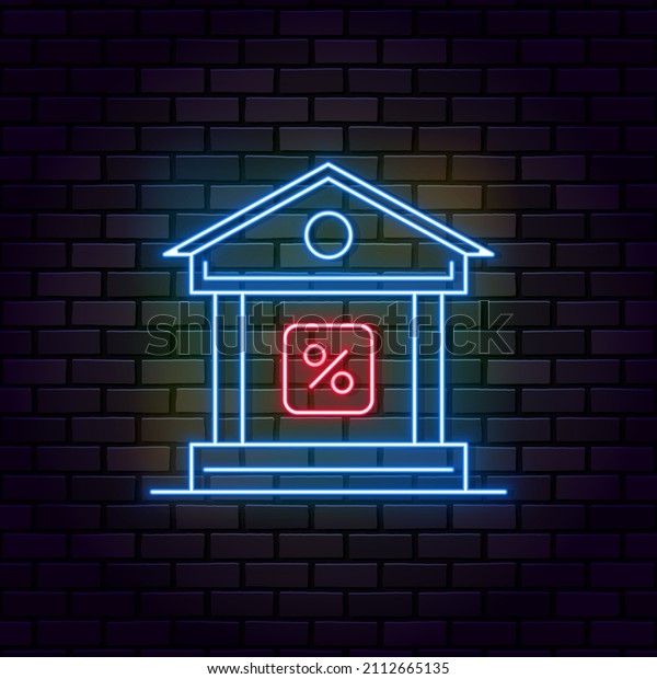 Business and finance neon on wall vector
icon. Bank, interest neon on wall vector
icon