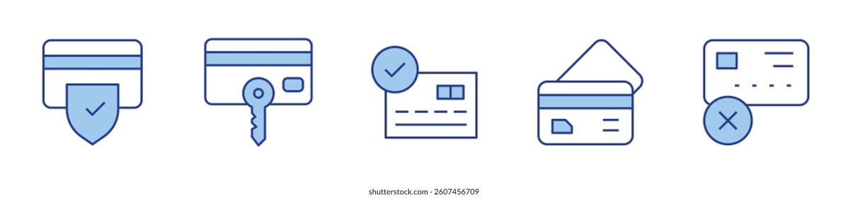 business and finance, no credit card, safety, payment, credit card. Credit card Icon vector illustration. Line Duotone style. Editable stroke.