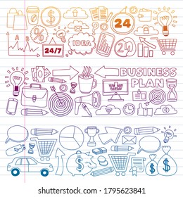 Business and finance online education vector pattern. Start up and innovations