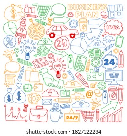 Business and finance online education vector pattern. Start up and innovations