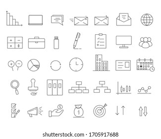 business and finance outline icon set.