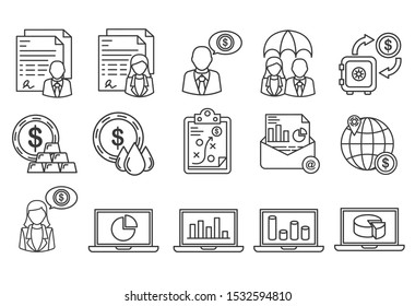 Business & Finance outline style 15 icon pack part 3
