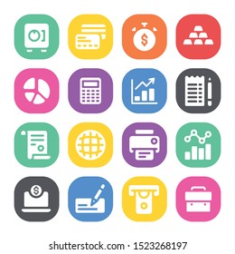 Business and finance related circular icons flat 