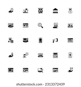 Business Finance related icon set. Pixel Perfect Finance Glyph Style 2D Icon