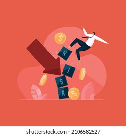 Business Finance risk concept, Economic Crisis and Loss in Investment