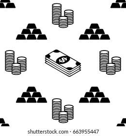 Business and finance seamless pattern. Background with icons for business theme. Background for textile printing and wrapping paper. Vector illustration.