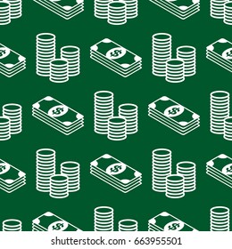 Business and finance seamless pattern. Background with icons for business theme. Background for textile printing and wrapping paper. Vector illustration.