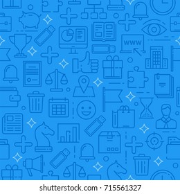 Business and finance seamless pattern. Background with line icons for business theme. Vector illustration.