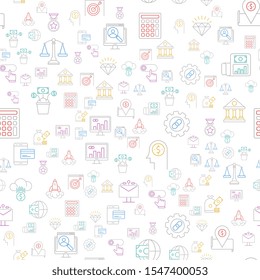 Business and Finance seamless pattern design, Repeat textile design. Fabric print.