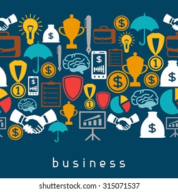 Business and finance seamless pattern from flat icons.