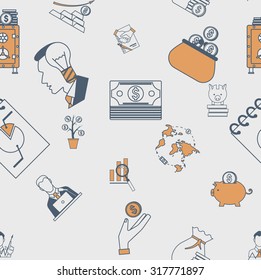Business and Finance Seamless Pattern. Simple and Minimalistic Style
