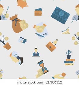 Business and Finance Seamless Pattern. Simple and Minimalistic Style