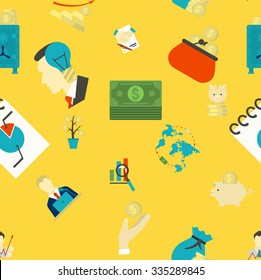 Business and Finance Seamless Pattern. Simple and Minimalistic Style