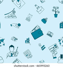 Business and Finance Seamless Pattern. Simple and Minimalistic Style