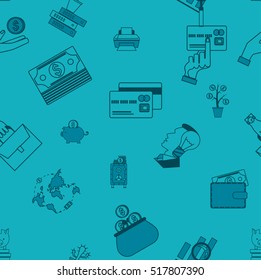 Business and Finance Seamless Pattern. Simple and Minimalistic Style