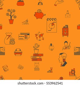 Business and Finance Seamless Pattern. Simple and Minimalistic Style