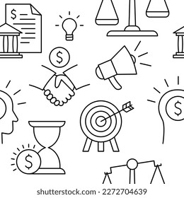 Business and finance seamless pattern. Vector illustration isolated on white background.