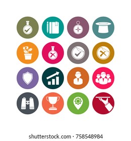 business, Finance, Security, Sales, and organization management icons, colorful circle buttons set