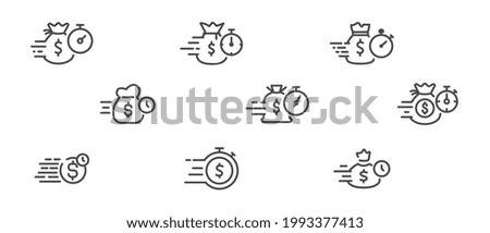 Business finance services, timely payment financial solution. Easy instant finance credit symbol. Quick and easy loan, fast money providence. Vector illustration. Design on white background. EPS 10