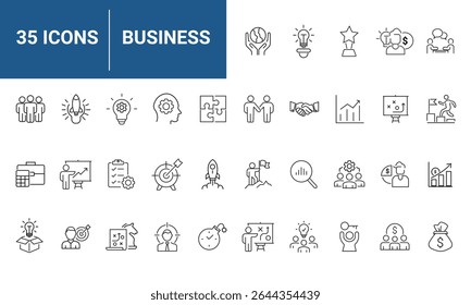 Business and finance set of web icons in line style. Finance and business. Money, business process, bank, team work, office, payment, strategy, management, accounting, infographic. Vector illustration