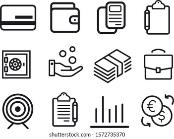 Business and Finance simple, thin icons with White Background. Investments