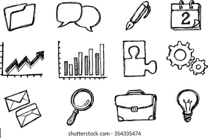 Business Finance Sketches-Set of varied hand drawn illustration of business icons and symbols.