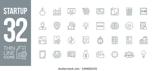 business finance startup outline flat icons set. Thin line design logo. icon pictogram set isolated on white. outline logo symbols for web design or mobile app. business startup strategy development