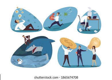 Business, finance, stress set concept