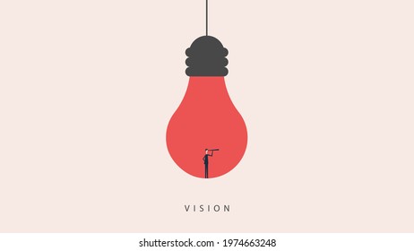 business finance. Successful vision concept. Businessman with telescope icon, Symbol of leadership, strategy, mission, objectives