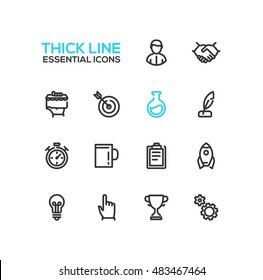 Business, finance symbols - set of modern vector thick line design icons and pictograms. 