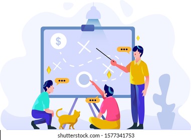 Business finance business tactic strategy setting move  people character flat design style Vector Illustration 