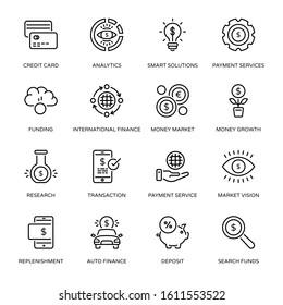 Business and Finance thin line icons editable stroke - vector