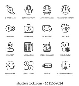 Business and Finance thin line icons editable stroke - vector