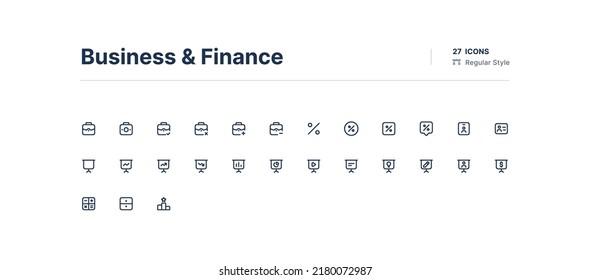 Business and Finance UI Icons Pack Line Style