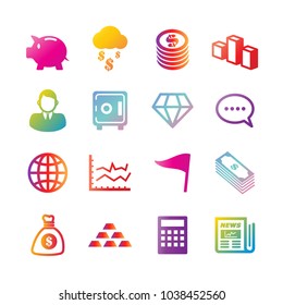 business and finance vector gradient icons, trendy design elements