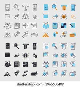 business and finance vector icon set strategy money transactions vector icons